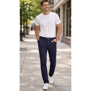 Collars & Co Men's 36x30 CEO Tech 5 Pocket Pants Chino Navy Blue Stretch - New